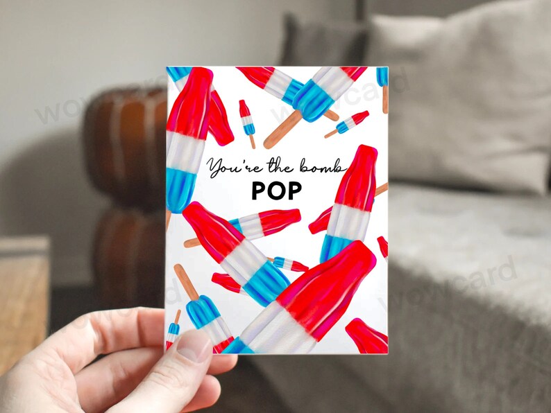 Tarjeta divertida del Día del Padre, Tarjeta de papá con juego de palabras, Tarjeta "Eres la bomba POP", Tarjeta de cumpleaños para papá, Tarjeta para papá, Regalo de cumpleaños para papá, Tarjeta para papá imagen 4