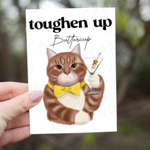 Tarjeta Toughen Up Buttercup, tarjeta de felicitación de apoyo motivacional, tarjeta de amistad, tarjetas para mejores amigas, tarjeta de aliento positivo, regalo para ella