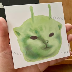Alien Cat meme glorp stationery Tear-off Notepad, 4x4 to do or notes, Funny notepad gifts, co-worker teacher gift, gifts for her him lists