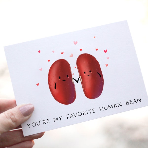 Funny anniversary card, Bean Greeting Card, Husband wife anniversary card, Pun card, Valentine cards, I love you card, Favorite Human Bean