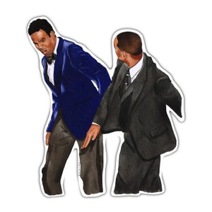 Pegatina de Will Smith abofetea a Chris Rock, pegatina de Will Smith, pegatinas de Chris Rock, pegatinas de memes de los Oscar