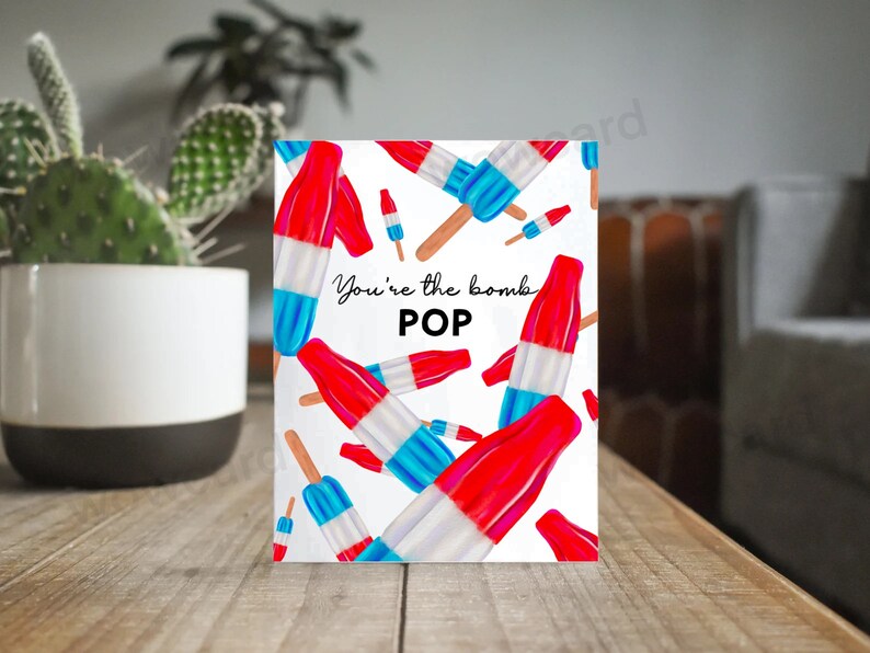 Tarjeta divertida del Día del Padre, Tarjeta de papá con juego de palabras, Tarjeta "Eres la bomba POP", Tarjeta de cumpleaños para papá, Tarjeta para papá, Regalo de cumpleaños para papá, Tarjeta para papá imagen 3