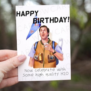 Tarjeta de cumpleaños de Bobby Boucher "Waterboy", divertida tarjeta de cumpleaños de la cultura pop, tarjeta de la película H2O de alta calidad, regalo para un fan de "Waterboy", tarjeta de felicitación de Adam Sandler.