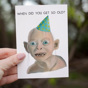 Carte Gollum drôle, carte du Seigneur des anneaux, carte d'anniversaire sarcastique, carte d'anniversaire Gollum, cartes de voeux inappropriées grossières, carte humoristique