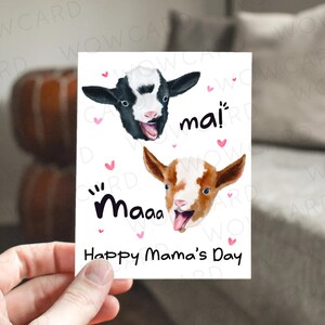 Tarjeta del Día de la Madre, Tarjeta del Día de la Madre con una linda cabra, Tarjeta de cabra bebé, Tarjeta de animal de acuarela, Regalo divertido para mamá, Tarjeta del Día de la Madre
