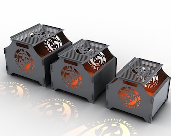 Fire pit "USMC". 3 different sizes. DXF file plasma, laser cutting. DIY metalwork. Ready-made files for plasma cutting.