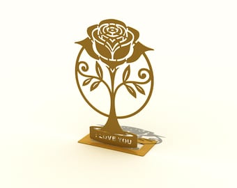 Valentine's Day gift. Flower on a stand. Digital DXF file plasma, laser cutting. DIY metalwork. Ready-made files for plasma cutting.