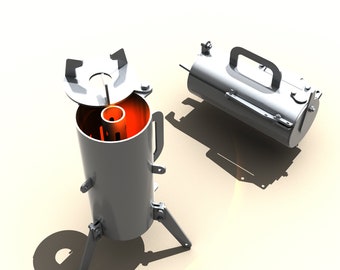 Camping stove made of a piece of pipe.  Digital product.  DXF file plasma, laser cutting. DIY Ready-made files for plasma cutting.