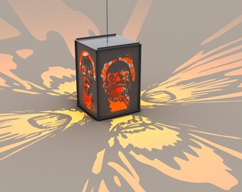 Collapsible lantern for Halloween.   Digital product.  DXF file plasma, laser cutting. DIY metalwork.