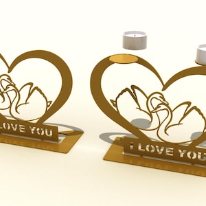 Sign and candlestick Valentine&#39;s Day gift. Digital DXF file plasma, laser cutting. DIY metalwork. Ready-made files for plasma cutting.