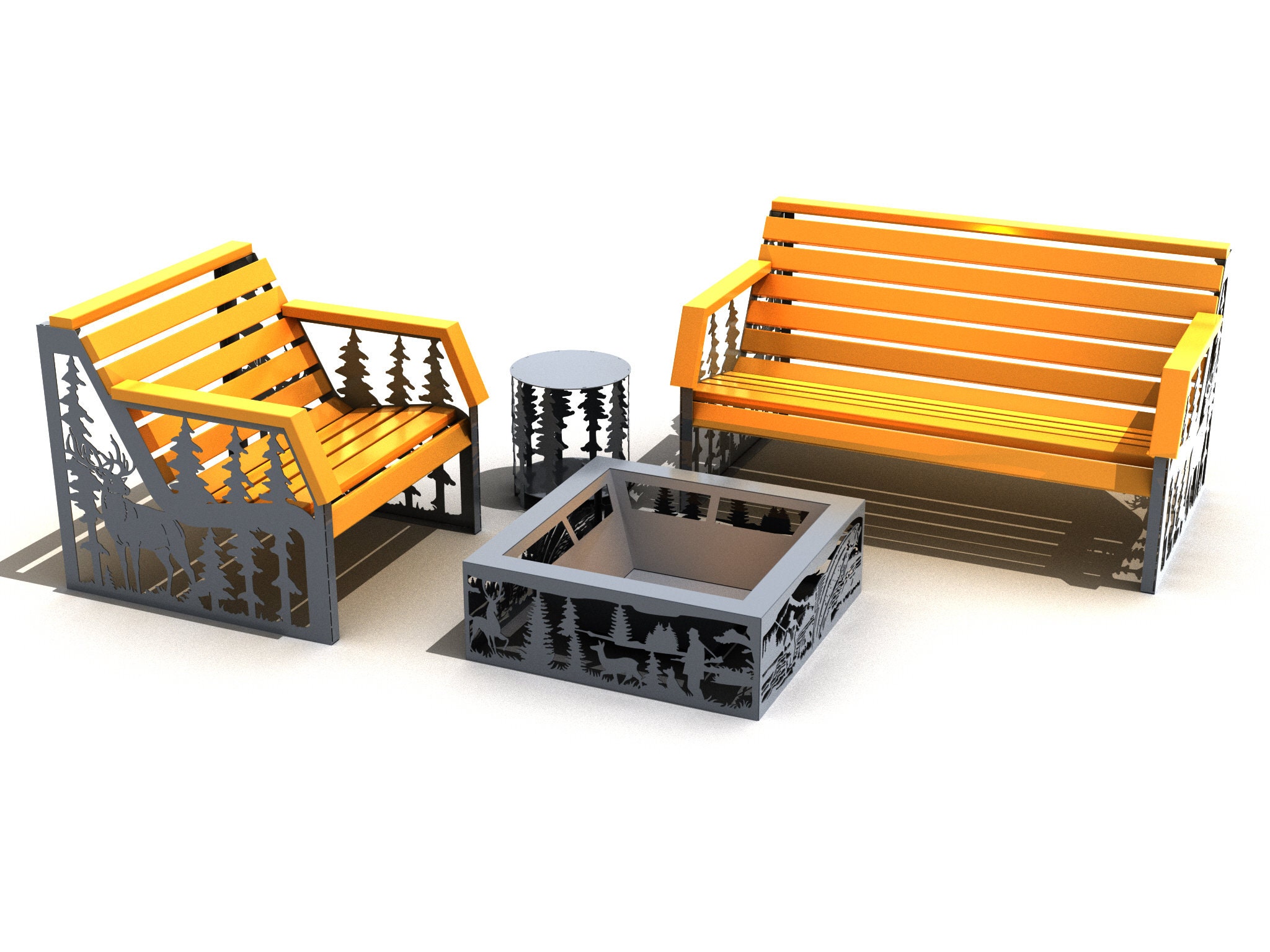 Fire Pit armchair Bench and table. A Set of DXF Files and - Etsy