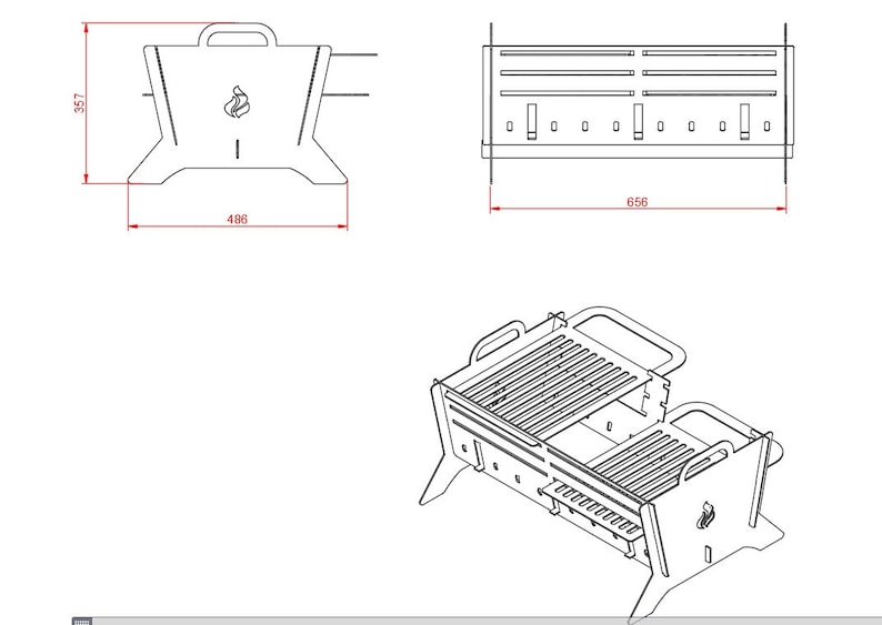 Fire pit Two adjustable grilles. Digital product. DXF file plasma, laser cutting. DIY metalwork. Ready-made files for plasma cutting. image 2