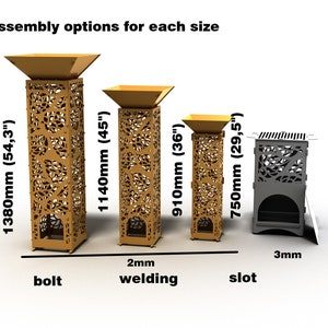 Garden column &quot;3&quot; in rusty style + fire pit with grill. 3 size options. 3 assembly options. DXF file plasma, laser cutting.