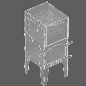 Universal stove 4 in 1. Pizza, grill, smoker, oven. A set of DXF files for a 3mm and 4 mm sheet.Collapsible pizza oven. Folding pizza oven. imagem 10