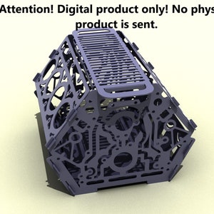 May include: A 3D model of a detailed, intricate, purple, laser-cut, geometric box with a patterned top.  Attention! Digital product only! No physical product is sent.