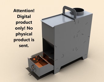 Camping stove with wood or pellets. On the principle of a Rocket stove.  Digital product.  DXF file plasma, laser cutting. DIY metalwork.