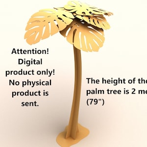 Może przedstawiać: Cyfrowy plik do pobrania z modelem 3D palmy o wysokości 79 cali. Na zdjęciu widoczny jest tekst "Uwaga! Tylko produkt cyfrowy! Nie wysyłamy żadnego produktu fizycznego."