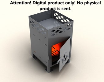 Wood stove. The DXF file is ready for cutting. A digital product.  DXF file plasma, laser cutting. DIY metalwork.