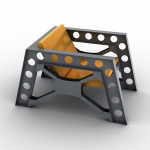 Loft style armchair. A set of DXF files and drawings for assem. A digital product.  DXF file plasma, laser cutting.