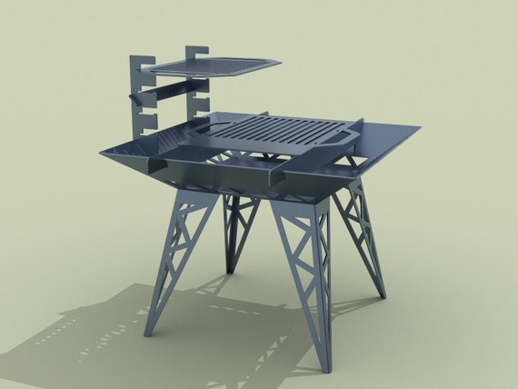 Outdoor fire pit + grill, DXF file plasma, laser cutting. DIY metalwork. Ready-made files for plasma cutting.