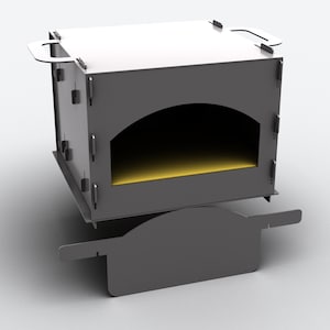 Collapsible pizza oven for installation on a fire pit. DXF file plasma cutting Folding pizza oven.