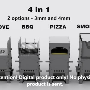 Universal stove 4 in 1. Pizza, grill, smoker, oven. A set of DXF files for a 3mm and 4 mm sheet.Collapsible pizza oven. Folding pizza oven. image 1