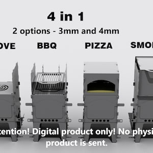 Universal stove 4 in 1. Pizza, grill, smoker, oven. A set of DXF files for a 3mm and 4 mm sheet. Collapsible pizza oven. Folding pizza oven.