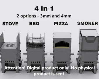 Universal stove 4 in 1. Pizza, grill, smoker, oven. A set of DXF files for a 3mm and 4 mm sheet. Collapsible pizza oven. Folding pizza oven.