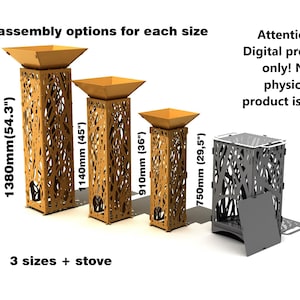 Garden column &quot;2&quot; in rusty style + fire pit with grill. 3 size options. 3 assembly options. DXF file plasma, laser cutting.