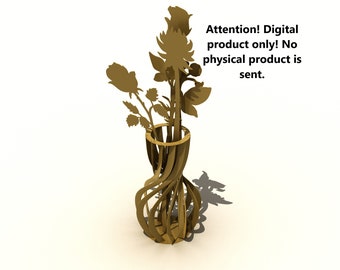 Outdoor Garden decor "Vase with flowers". Cutting file and assembly information. DXF file plasma, laser cutting.