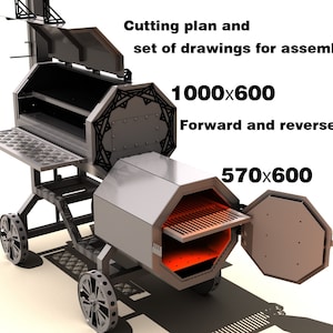 Smoker 2. DIY plan. A set of DXF files + drawings for assembly. DXF file plasma cutting. Digital product