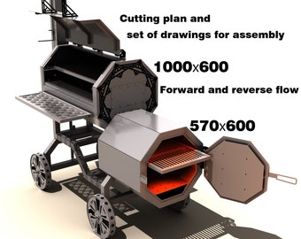 Smoker 2. DIY plan. A set of DXF files + drawings for assembly. DXF file plasma cutting. Digital product