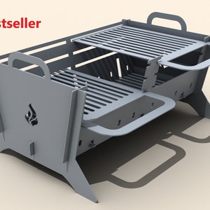 Fire pit Two adjustable grilles. Digital product. DXF file plasma, laser cutting. DIY metalwork. Ready-made files for plasma cutting. image 1