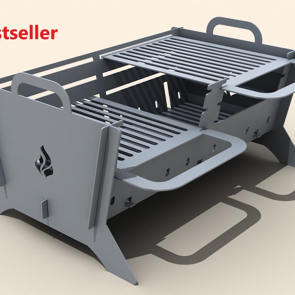Fire pit Two adjustable grilles. Digital product.  DXF file plasma, laser cutting. DIY metalwork. Ready-made files for plasma cutting.