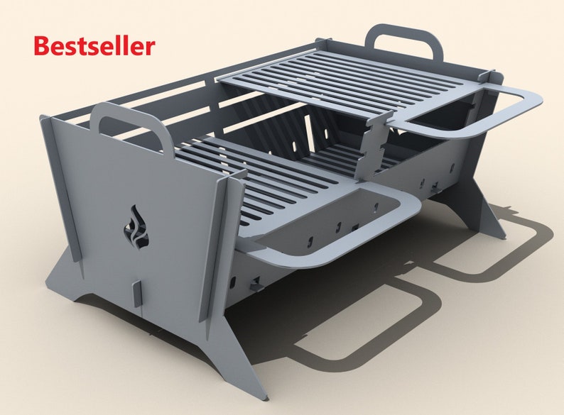 Fire pit Two adjustable grilles. Digital product. DXF file plasma, laser cutting. DIY metalwork. Ready-made files for plasma cutting. image 1