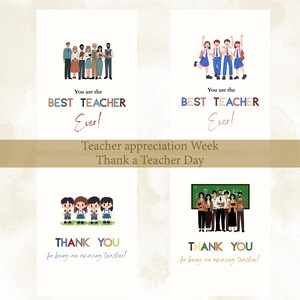 Tarjetas de agradecimiento para maestros imprimibles para el día de agradecimiento al maestro gracias a un maestro ECE guardería primaria escuela secundaria regalo Descarga instantánea