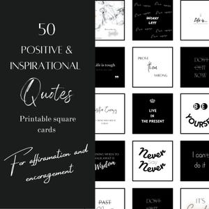50 citations d'affirmation positive pour le travail et les études, pour motiver le personnel et les étudiants, design minimaliste en noir et blanc, pour des encouragements au quotidien