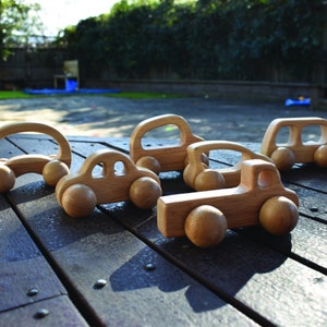 Montessori Wooden Car Set of 6 | Natural Keepsake Gift | Baby and Toddler Toy