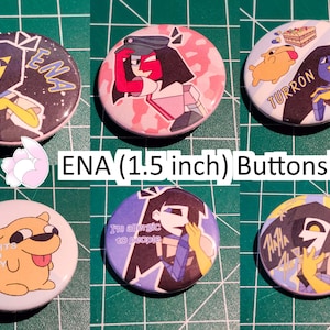 ENA, Dream BBQ Ena, Hourglass Dog Joel G 1.5 inch BUTTONS