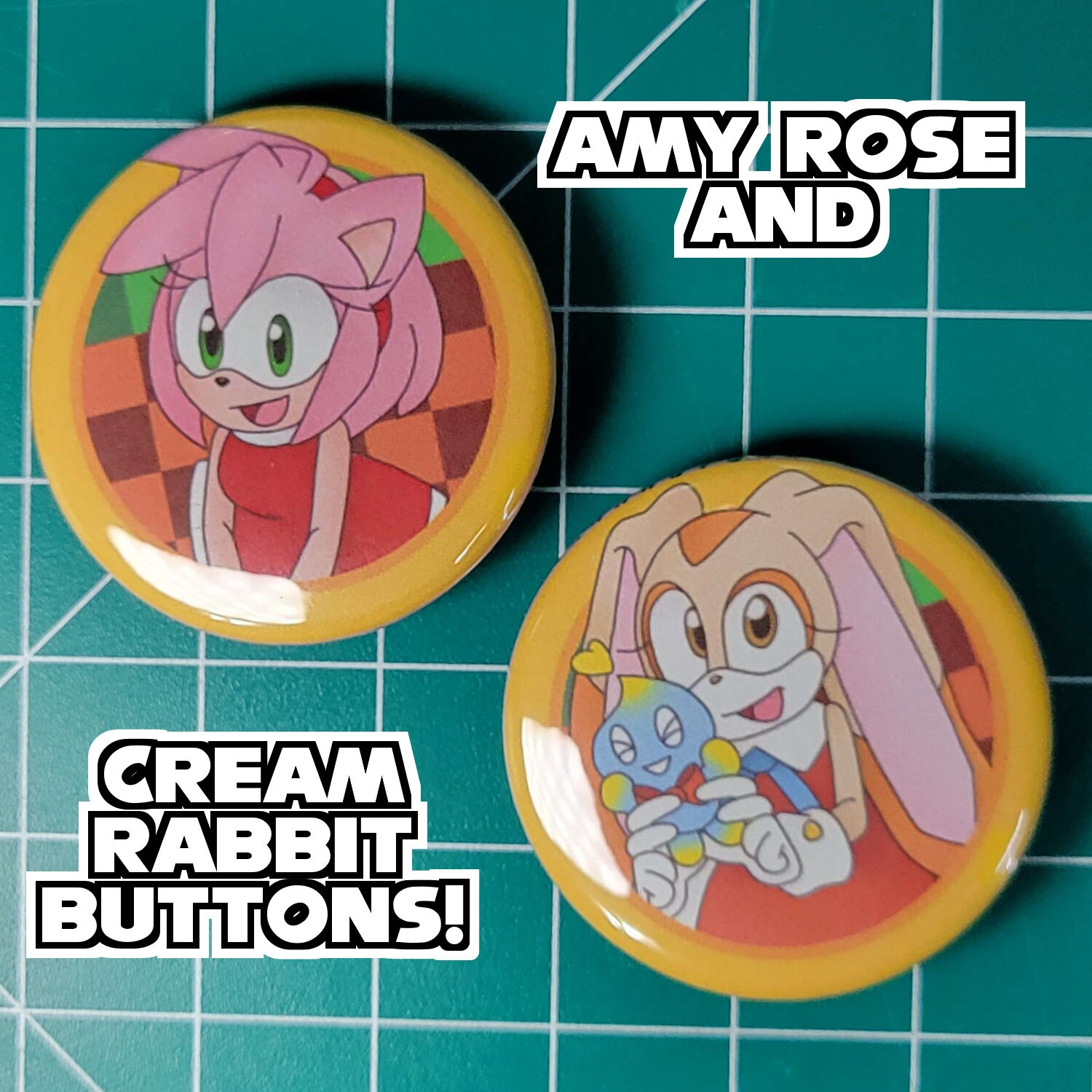 Amy Rabbit Cat Amy Rose and Cream the Rabbit 1.5 Inch BUTTONS - Etsy