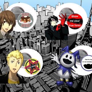 Persona 5 inspired 1.5 inch buttons Joker Akechi Ryuji Jack Frost