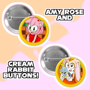 Amy Rose and Cream the Rabbit 1.5 inch BUTTONS