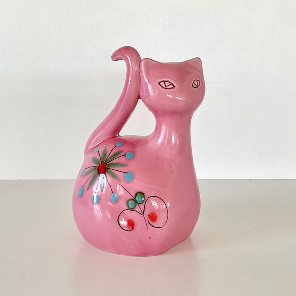 Vintage Italian Art pottery ceramic cat money box from the 1970s.