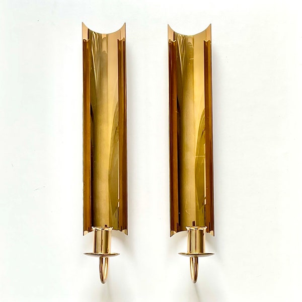 PIERRE FORSSELL- Candle  wall sconces "Reflex" in solid brass by SKULTUNA, Sweden1960s