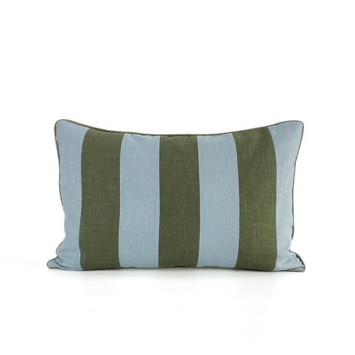 Oreiller en lin rayé fait main | Coussin patchwork nordique