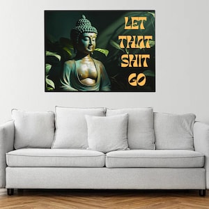 Digital Buddha Art print, DIY Art print for meditation, Art Print Files, Meditational, Let it Go, Buddha Vintage Art Print