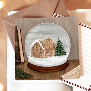 Tarjeta de felicitación con forma de bola de nieve, postal de lujo, feliz navidad, tarjetas navideñas, tarjetas festivas, tarjetas navideñas, impresión de bellas artes, tarjeta navideña