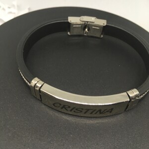 BRACCIALE UOMO DONNA Personalizzato Braccialetto Con Incisione Nome Testo Marcatura Su Acciaio immagine 7