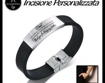 BRACCIALE UOMO Personalizzato Braccialetto Con Incisione Nero In Acciaio