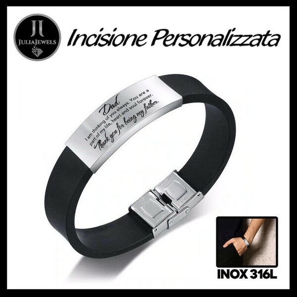 Bracciale Personalizzato Con Nome In Acciaio Inossidabile - Incisione - Foto 5